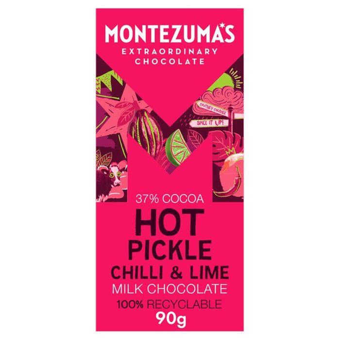 Montezuma's Chilli & Lime Milk Chocolate Organic Bar 90g
