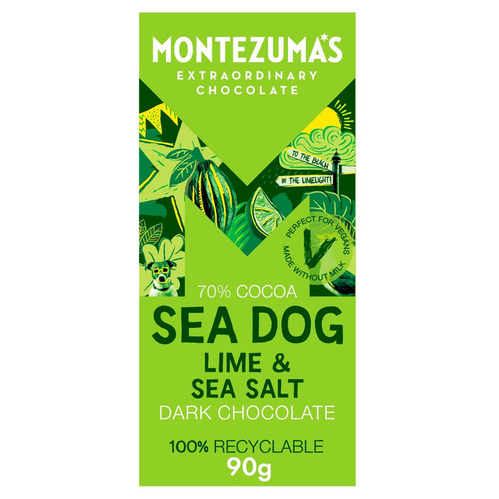 Montezuma's Sea Dog Lime & Sea Salt Dark Chocolate Bar 90g