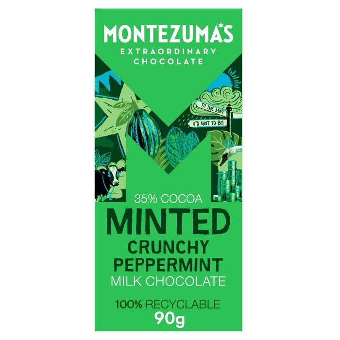 Barra de chocolate con leche y menta de Montezuma's Minted 90g 