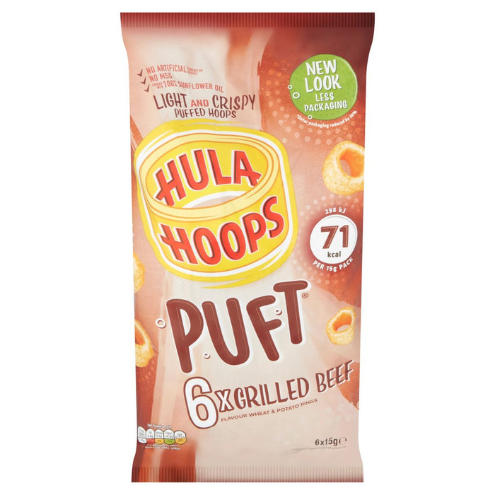 Hula hoops puft carne de res múltiple patatas fritas 6 por paquete