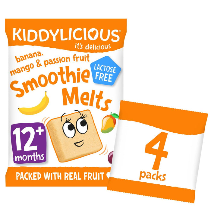Kiddylicious Banana Mango Passionsfrucht Smoothie schmilzt 12 Monate+ Multipack 4 x 6g