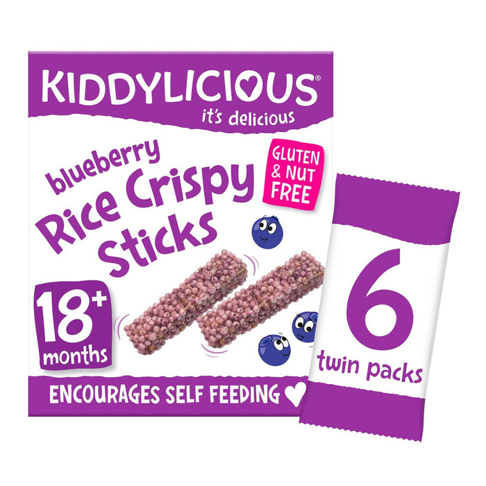 Kiddylicious Blueberry Rice Crispy bâton 18 mths + multipack 6 x 10g