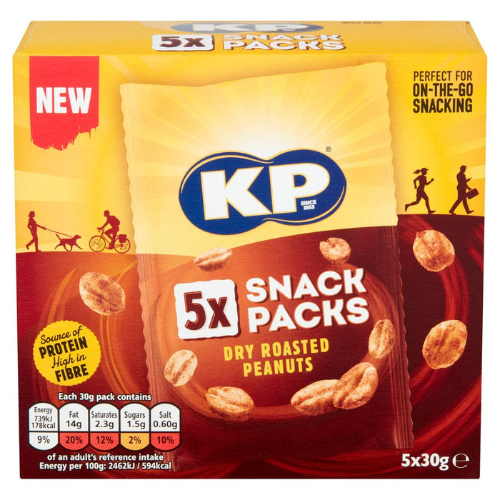 KP Peanuts asados ​​secos Multipack 5 Pack 5 x 30g