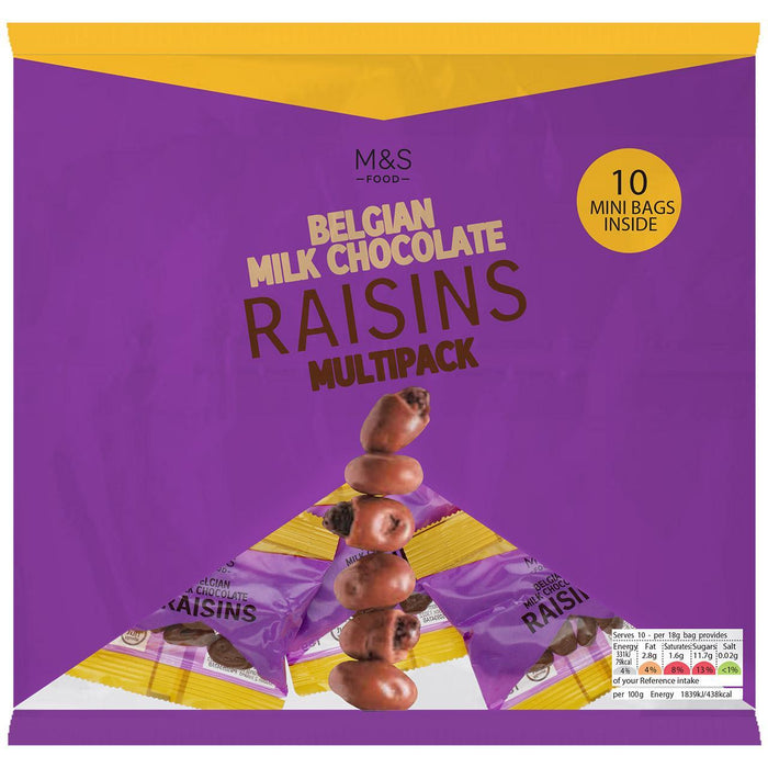 M&S Raisins belgas de chocolate con leche Multipack 127G