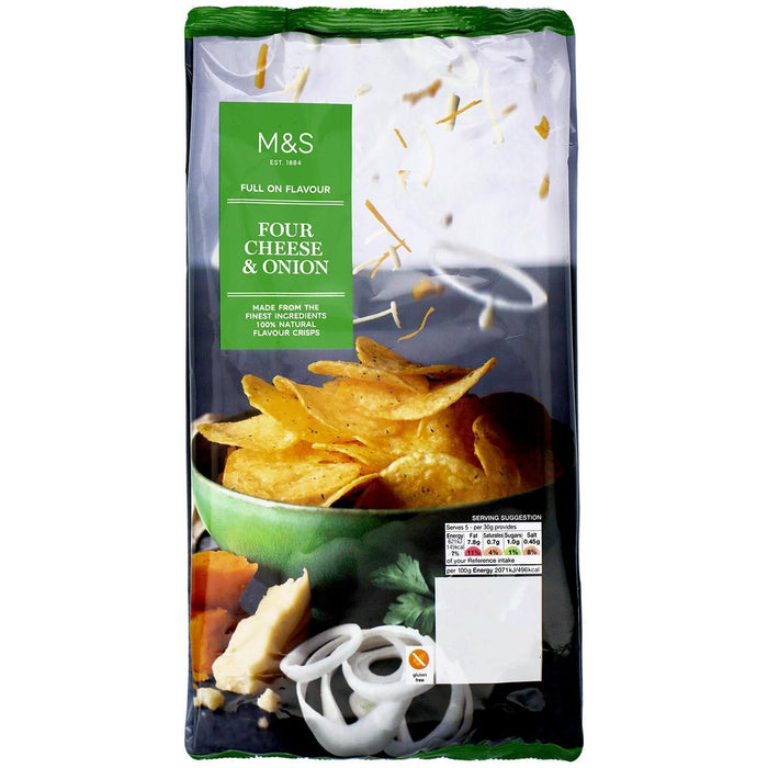 M & S vier Käse- und Zwiebel -Chips 150g