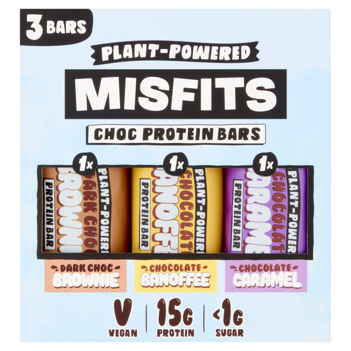 Misfits Variedad de barra de proteína de chocas basadas en plantas Variedad Multipack 3 x 45g