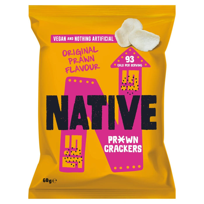 Native Vegan Prawn Crackers Sac de partage de saveur d'origine 60g