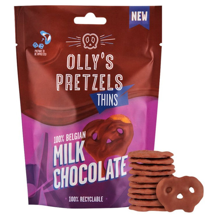 Olly's Pretzel Thins Salted Milk Chocolate 90g