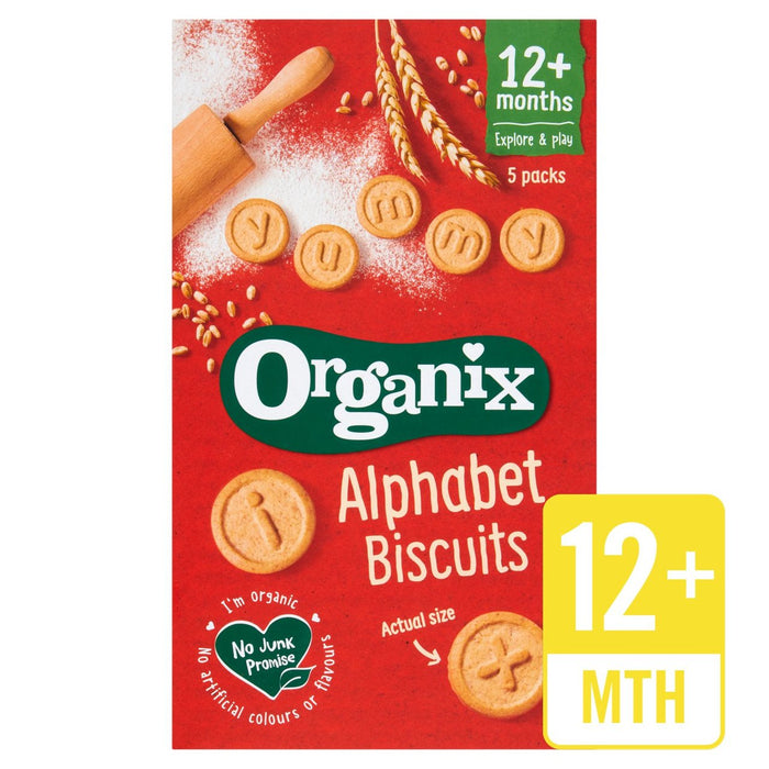 Organix Alphabet Biscuits orgánicos 12 MTHS+ Multipack 5 x 25g