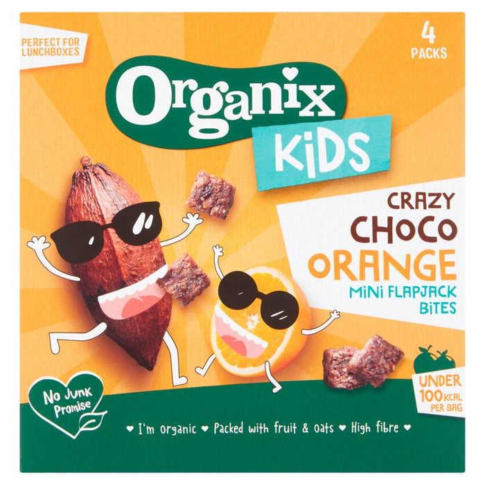 Organix Kids Crazy Choco Orange Mini Bio -Flapjack -Bisse 4 x 23g