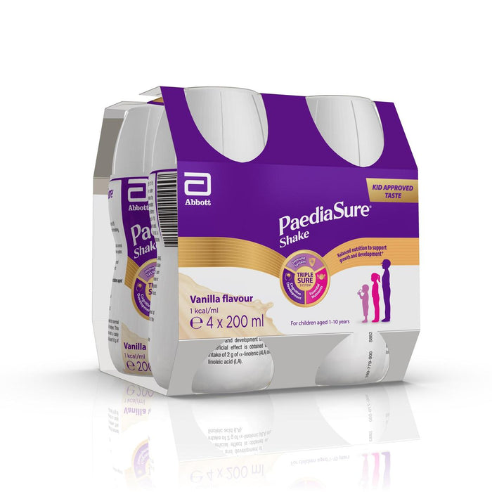 Paediasure Shake Vanilla Supplement Nutritional Supplement Drink, 1-10 años Multipack 4 x 200ml