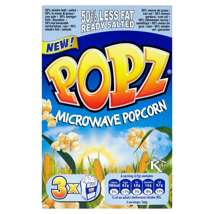 Popz 50% reduziert Fett gesalzene Mikrowelle Popcorn 3 x 80g