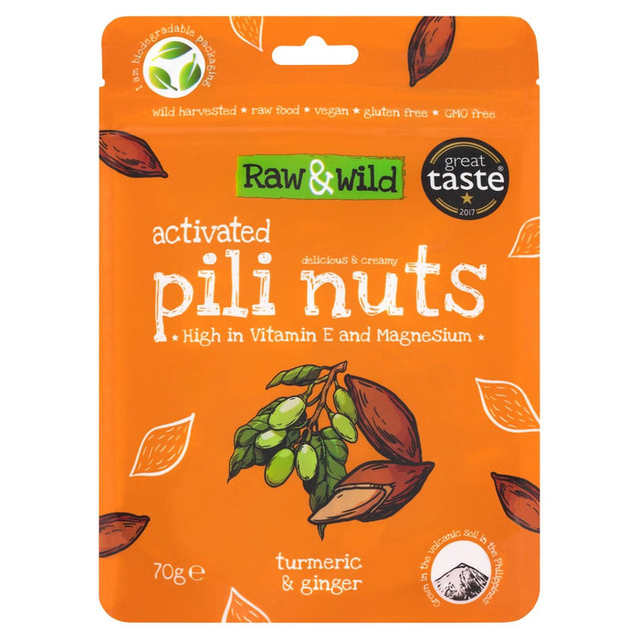 Raw & Wild Activated Pili Nuts Turmeric & Ginger Organic 70g