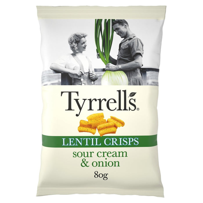 Tyrrells Lentil partage des chips de crème sure et d'oignon 80g