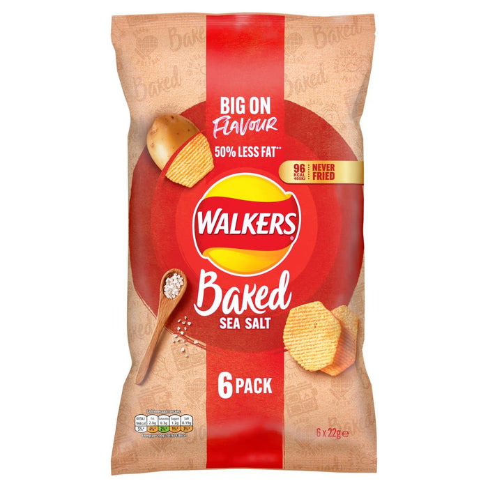 Walkers Baked Sea Salt Multipack Snacks 6 par paquet
