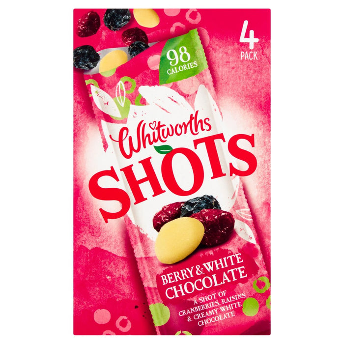 Whitworths Shots Snack Pack Berry & White Chocolate 4 per pack