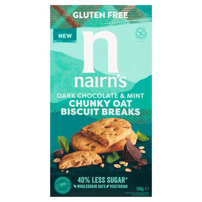Nairns glutenfreier Schokoladenchip & Mint Chunky Biscuit Break 160g