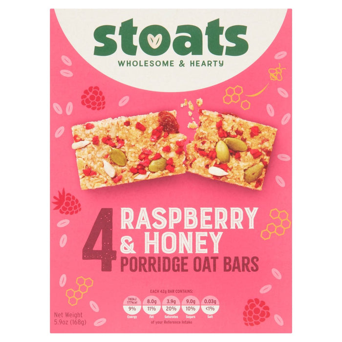 Stoats Raspberry & Honey Porridge Oat Bars 4 x 42g