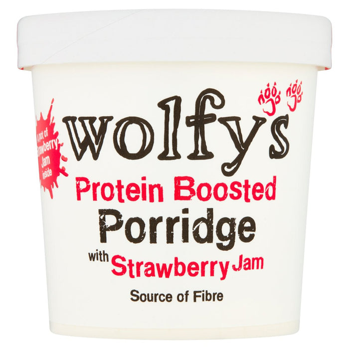 Porridge stimulé la protéine Wolfys avec Jam à Strawberry 91g