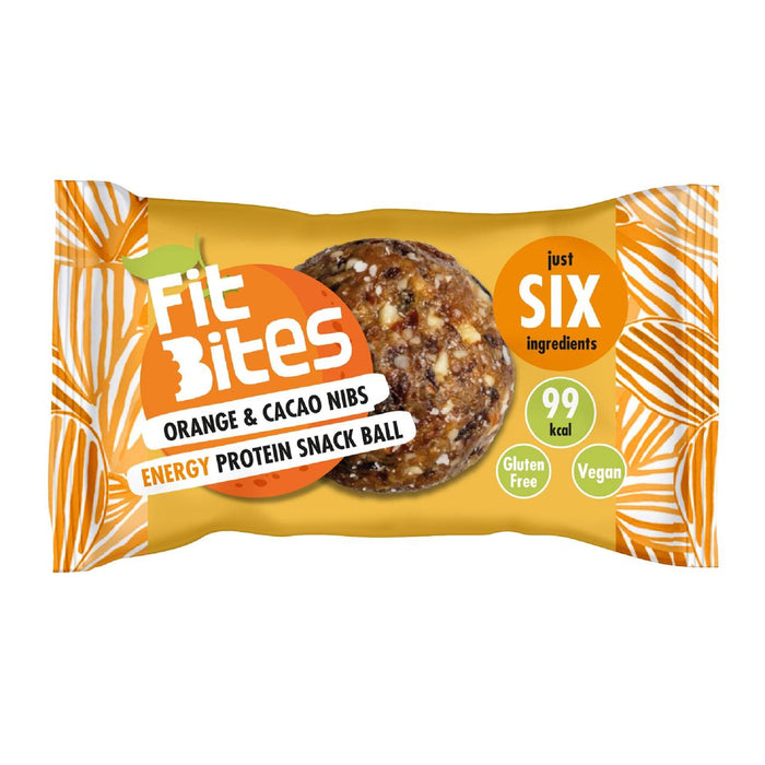 Fitbites Orange + Cacao Energy Protein Snack Ball 30g