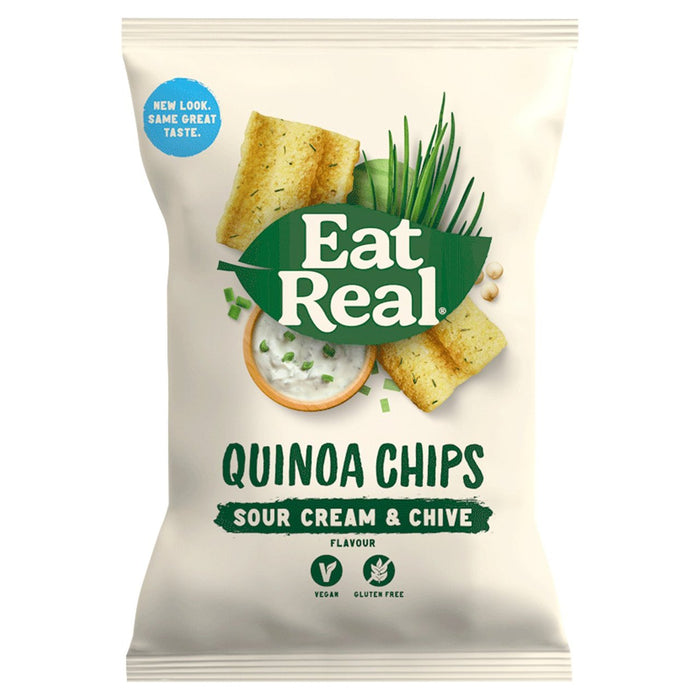 Manger de la vraie crème sure et ciboulette Chips de quinoa Sac 22G