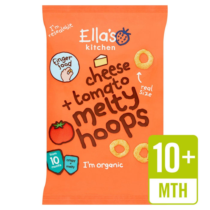 Ellas Küche Bio -Käse & Tomaten -Schmelz -Hoops Baby Snack 10+ Monate 20g