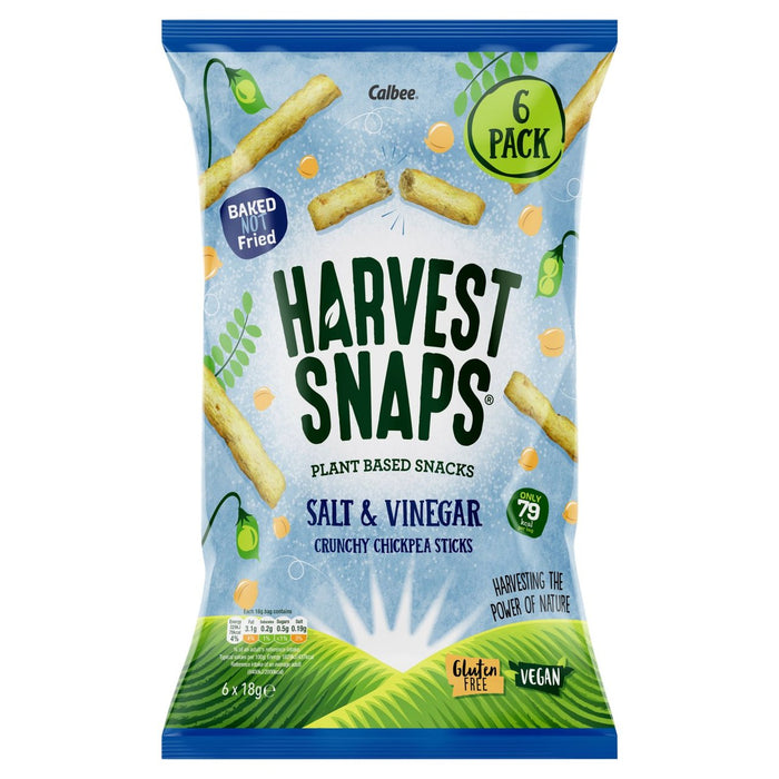 Harvest Snaps Sticks de garbanzos Sal y vinagre 6 x 18g