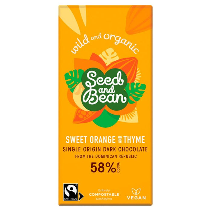 Seed & Bean Organic Dark Chocolate Bar 58% Orange & Thyme 85g