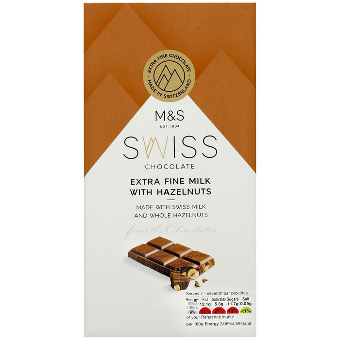M & S Schweizer extra feine Milchschokolade mit Haselnüssen 200g