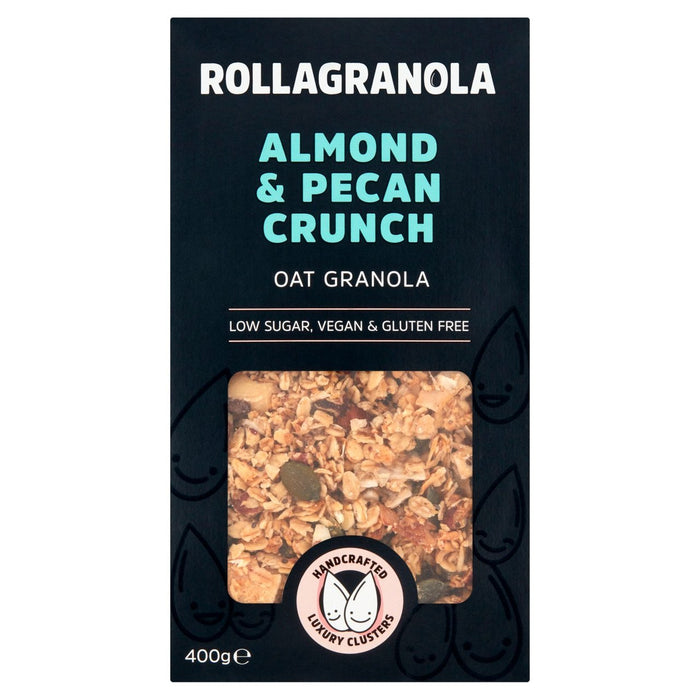 Rollagranola almond pacan crunch avoine végétalien 2% sucre gluten gratuit 400g