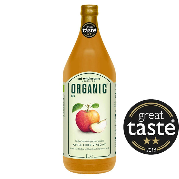 Come vinagre de sidra de manzana cruda orgánica sana con madre 1L