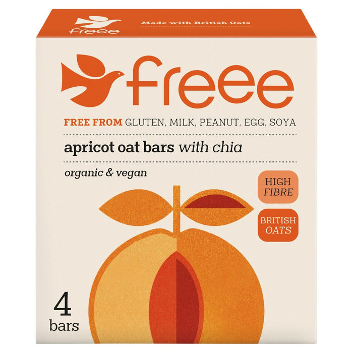 Doves Farm Freee Organic Gluten Abricot et Chia Barres d'avoine 4 x 35G