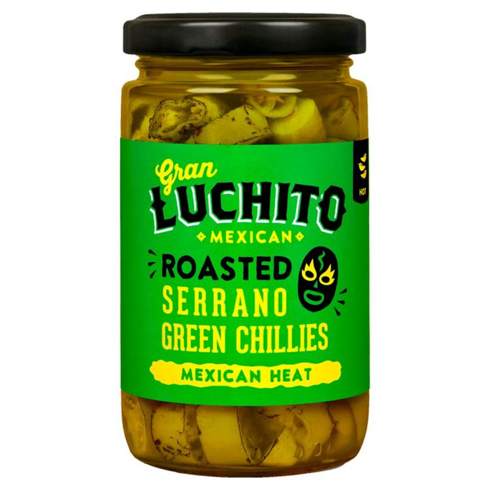 Gran Luchito geröstet geschnittene Serrano -grüne Chilischoten für Fajita & Taco 215G