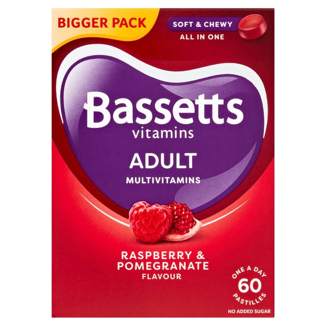 Bassetts Raspberry & Pomegranate Adult Multivitamins 60 par paquet